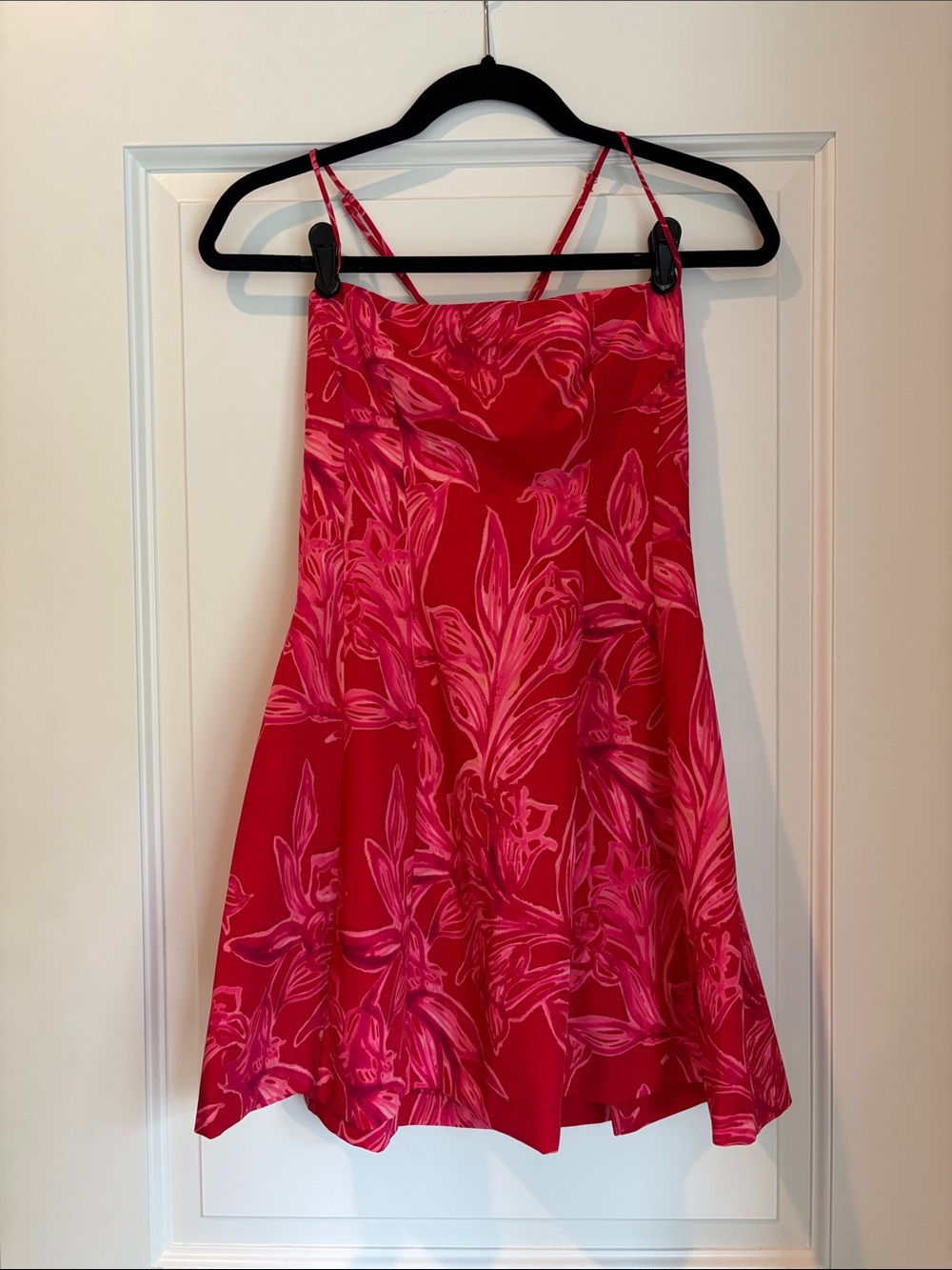 Zara Red & Pink Floral Spaghetti Strap Dress cute and perfect for summer, Size S